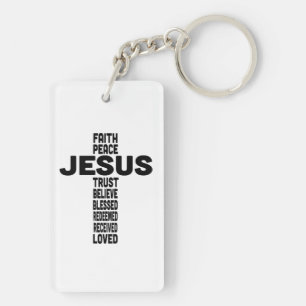 Jesus faith peace trust believe Christian Black Keychain