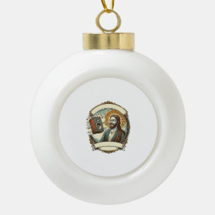 Jesus Fake Laughing Loud Club Cant Hear Party Humo Ceramic Ball Christmas Ornament