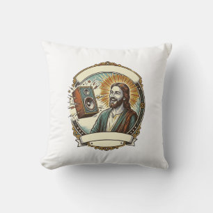 Jesus Fake Laughing Loud Club Cant Hear Party Humo Throw Pillow