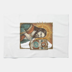Jesus Fake Verified Checkmark Scam Troll Social Hu Kitchen Towel