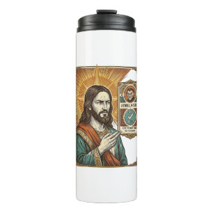 Jesus Fake Verified Checkmark Scam Troll Social Hu Thermal Tumbler