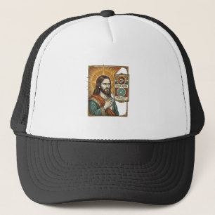 Jesus Fake Verified Checkmark Scam Troll Social Hu Trucker Hat