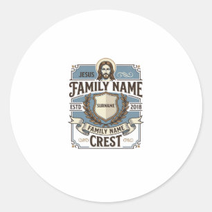 Jesus Family Name Crest Jesus Family Name Crest Ch Classic Round Sticker