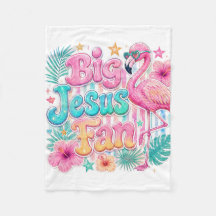 Jesus Fan with Flamingo Blanket