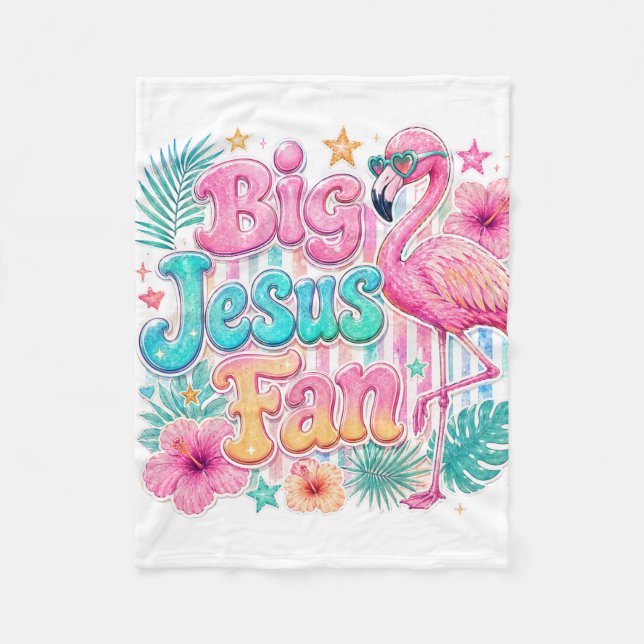 Jesus Fan with Flamingo Blanket  (Front)