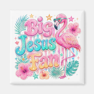 Jesus Fan with Flamingo Magnet