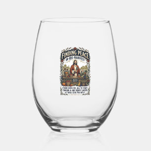 Jesus Farmers Market Handmade Food Graphic Tee Chr Stemless Wine Glass