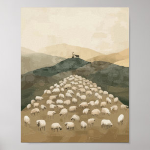 Jesus Finds the Lost Lamb Illustration Poster