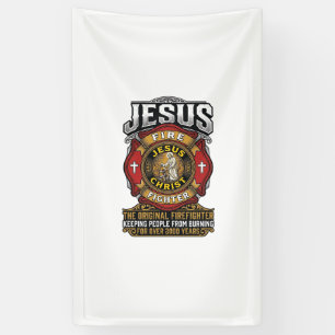 Jesus Firefighter Vintage Christian Faith Shirt Banner