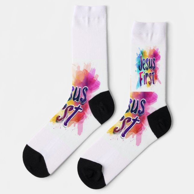 Jesus First Unisex Athletic Socks (Left)