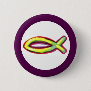Jesus Fish 2 Inch Round Button