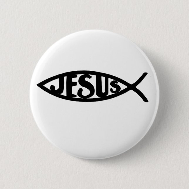 Jesus  Fish (Button Black) 2 Inch Round Button (Front)