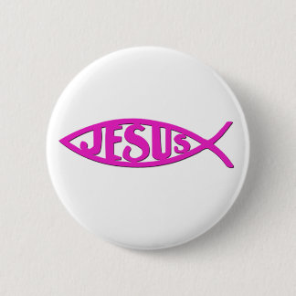 Jesus Fish (Button Pink) 2 Inch Round Button