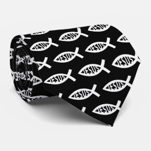 Jesus Fish Christian ichthys Symbol  Tie