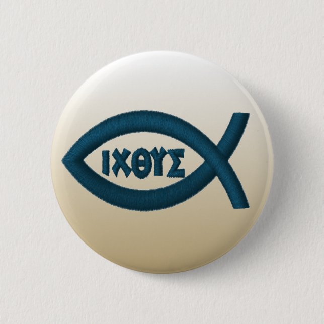 Jesus Fish Christian Symbol 2 Inch Round Button (Front)