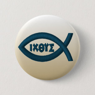 Jesus Fish Christian Symbol 2 Inch Round Button