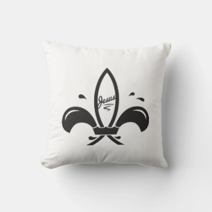 Jesus Fish Fleur De Lis Throw Pillow