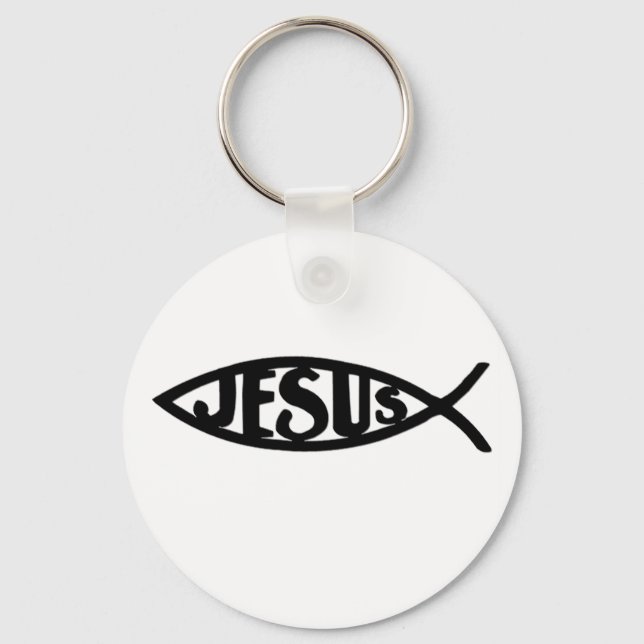 Jesus Fish (Keychain Black) Keychain (Front)