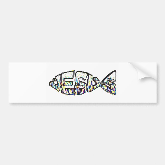Jesus Fish Rainbow Bumper Sticker (Front)