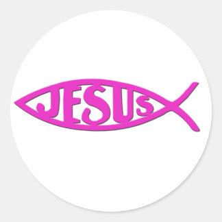 Jesus Fish (Stickers Pink) Classic Round Sticker