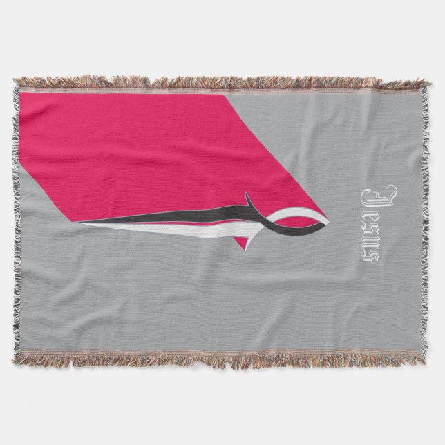 Jesus Fish Sword Throw Blanket (Front)
