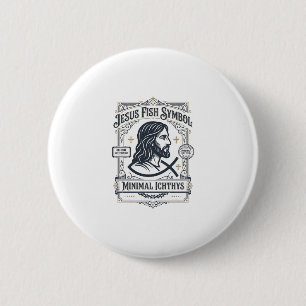 Jesus Fish Symbol Minimal Ichthys Jesus Fish Minim 2 Inch Round Button