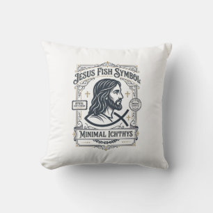 Jesus Fish Symbol Minimal Ichthys Jesus Fish Minim Throw Pillow