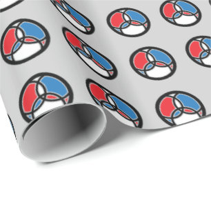 Jesus Fish Trinity Stained Glass - RWB Wrapping Paper