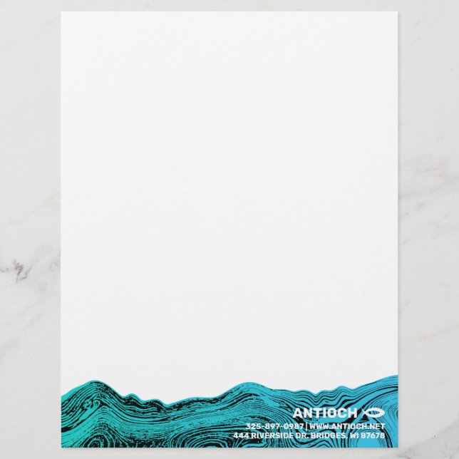 Jesus Fish Wavy Waters Letterhead (Front)