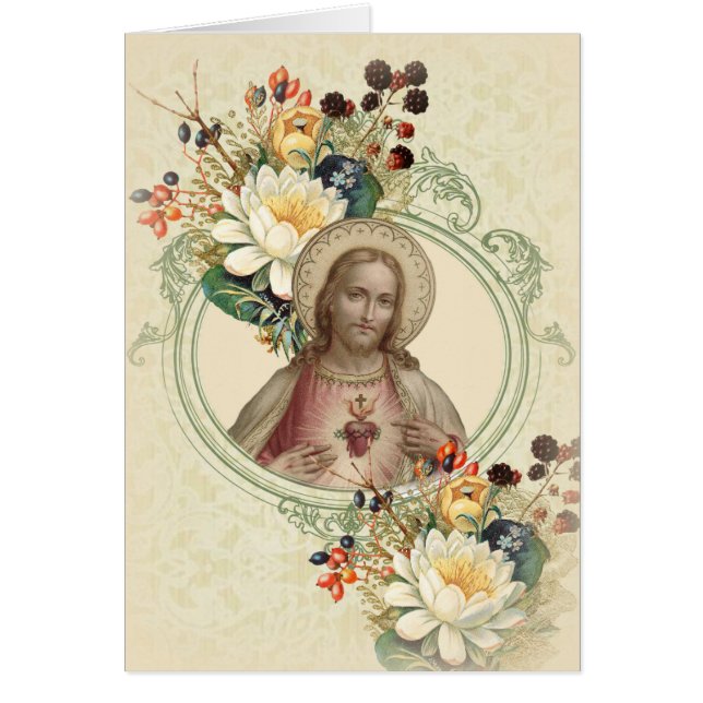 Jesus Floral Funeral Sympathy Holy Card Thank You (Front)