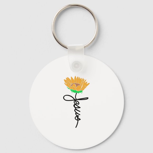 Jesus Flower God Church Christian Catholic Christi Keychain (Front)