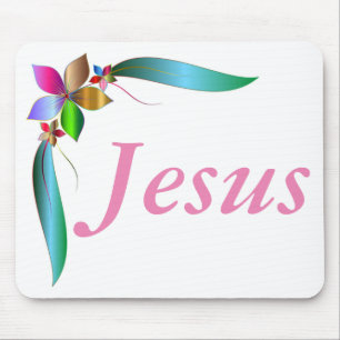 JESUS FLOWER RIBBON MOUSE PAD