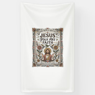 Jesus Folk Art Faith Jesus Folk Art Christian Fait Banner