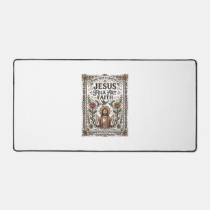 Jesus Folk Art Faith Jesus Folk Art Christian Fait Desk Mat