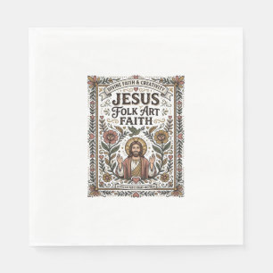 Jesus Folk Art Faith Jesus Folk Art Christian Fait Napkin