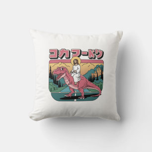 Jesus Funny Memes, Jesus Rides A Pink Dinosaurs Throw Pillow