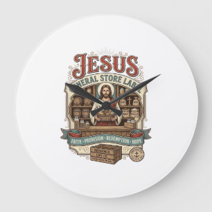 Jesus General Store Label Jesus General Store Chri Large Clock