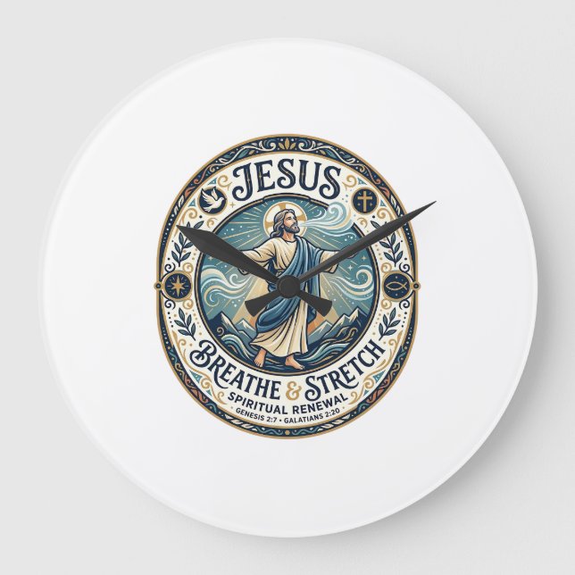 Jesus Gentle Movement Wellness Shirt Faith Based D Large Clock (Front)