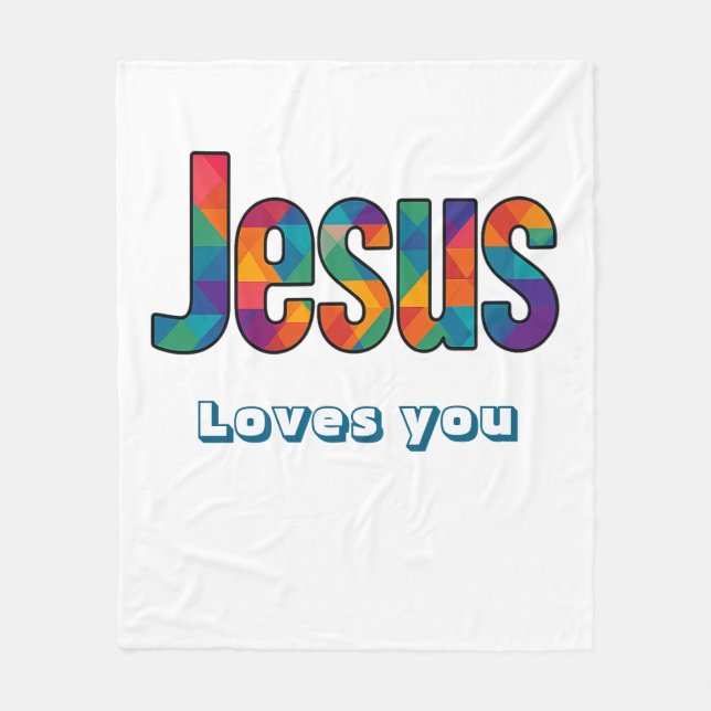 Jesus geometric design fleece blanket (Front)