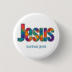 Jesus geometric pattern 1 inch round button