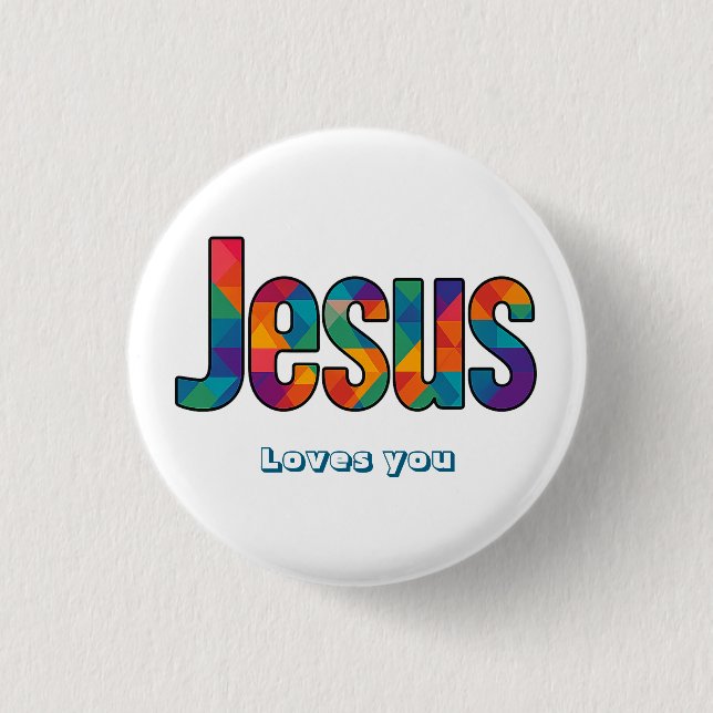 Jesus geometric pattern  1 inch round button (Front)