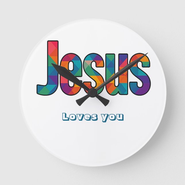 Jesus geometric pattern  round clock (Front)