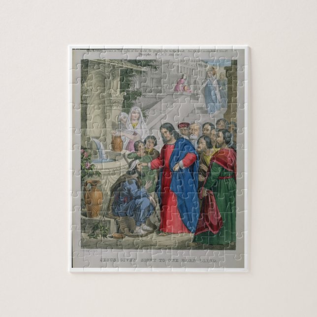 Jesus Gives Sight to One Born Blind, from a bible Jigsaw Puzzle (Vertical)