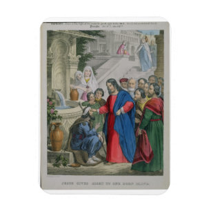 Jesus Gives Sight to One Born Blind, from a bible Magnet