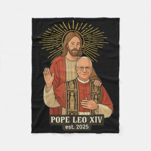 Jesus God Bless Pope Leo Xiv Fleece Blanket