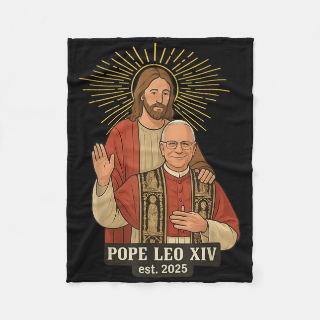 Jesus God Bless Pope Leo Xiv  Fleece Blanket (Front)