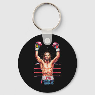 Jesus God Kickboxing Or Boxing Victory Funny Meme Keychain