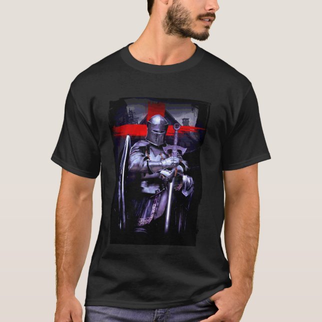 Jesus God Knight Templar Sword Crusader T-Shirt (Front)