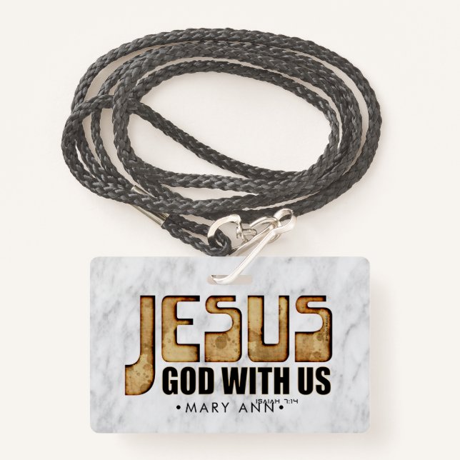 JESUS: God With Us Badge (Front with Lanyard)