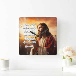 Jesus: God's Handiwork, Good Works Square Wall Clock